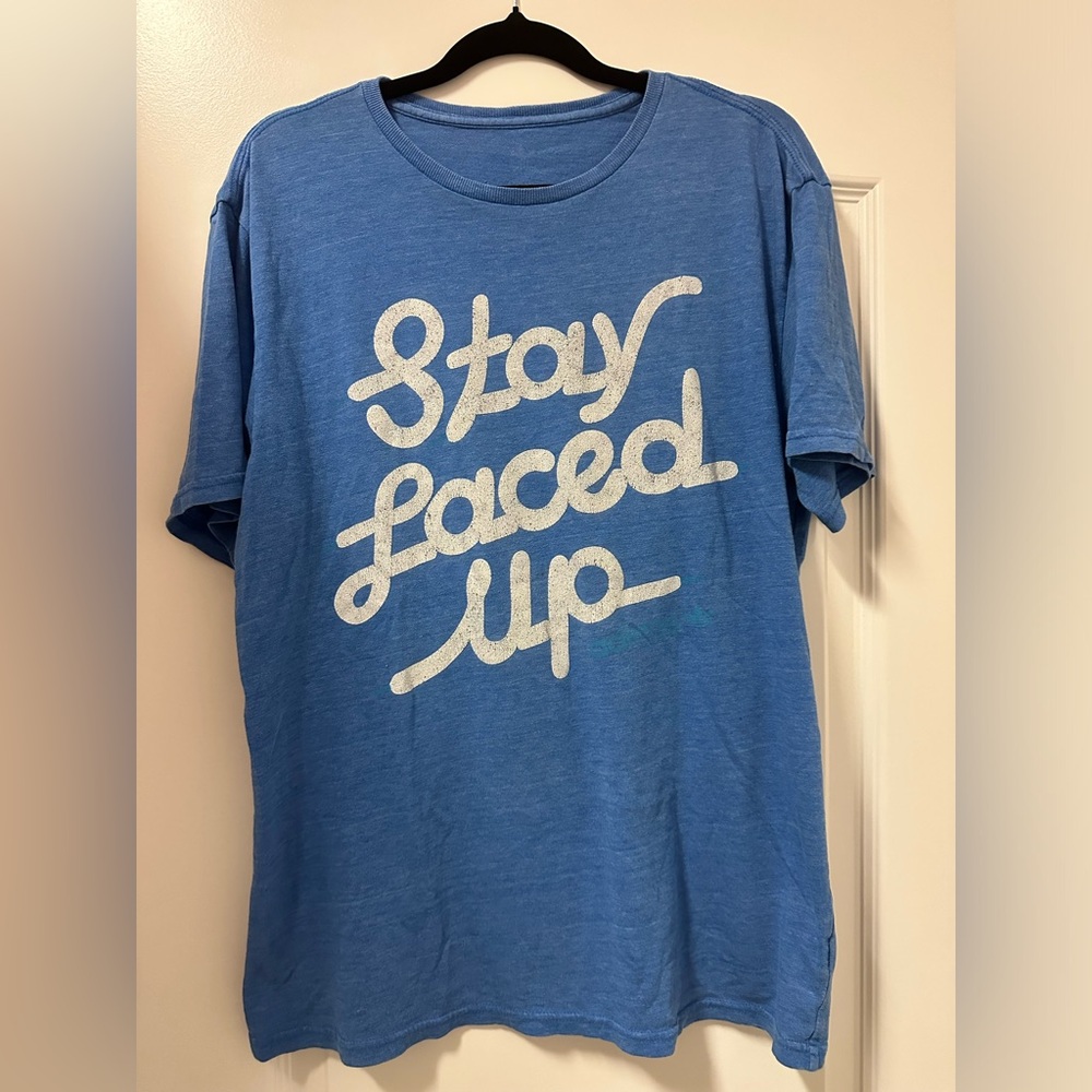 ADIDAS Stay Faced Up Graphic Tee - Blue And White Men’s Size M Medium